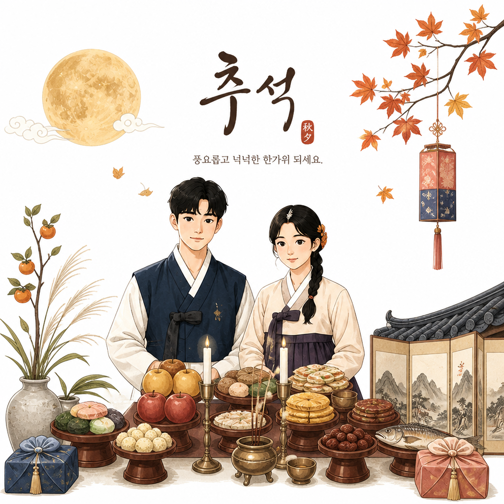 추석, 흰색 배경
