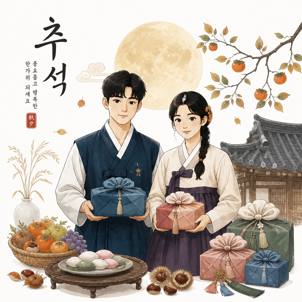 추석, 흰색 배경