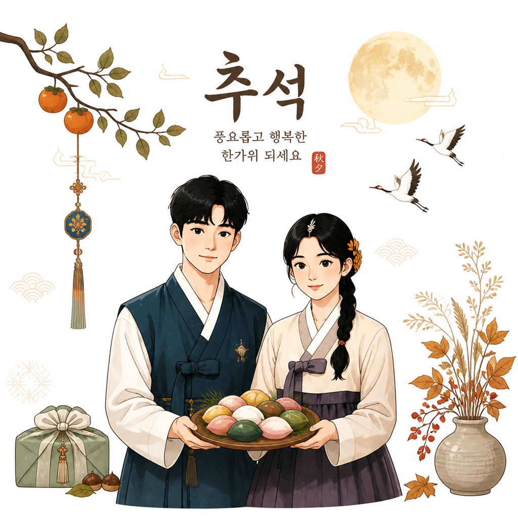 추석, 흰색 배경